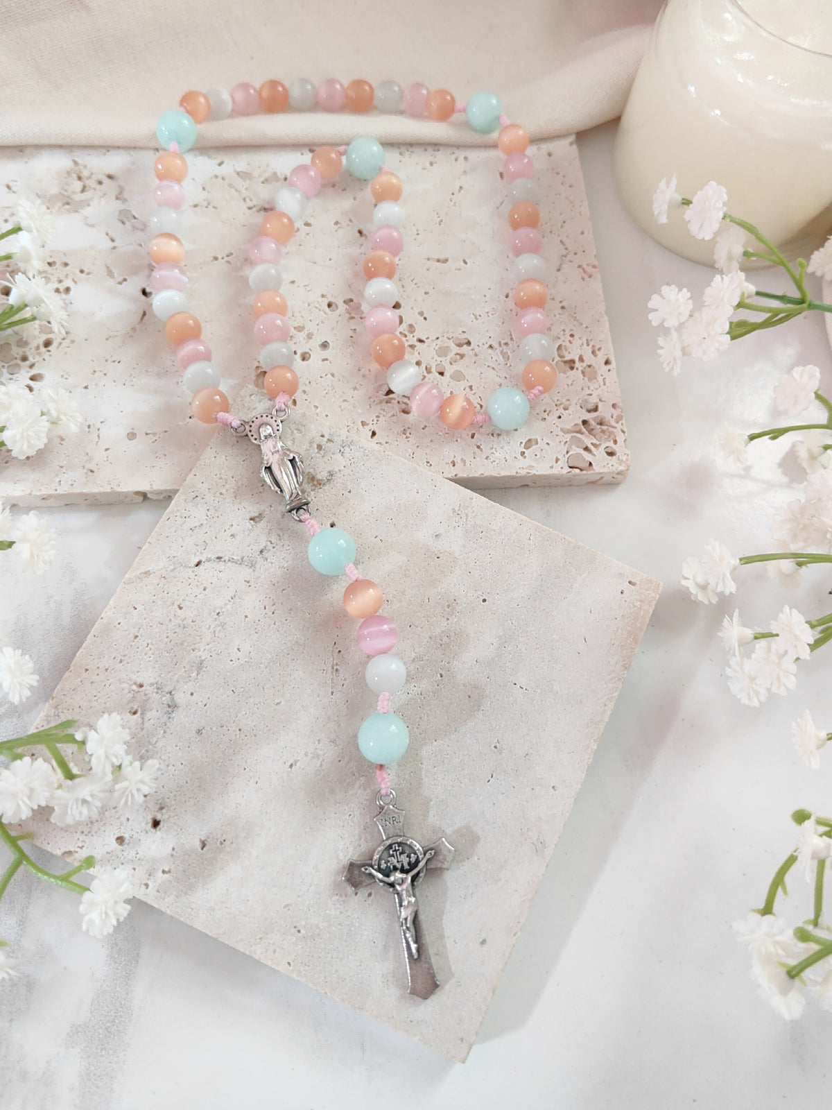 Joyful Light Cat Eye & Amazonite Rosary