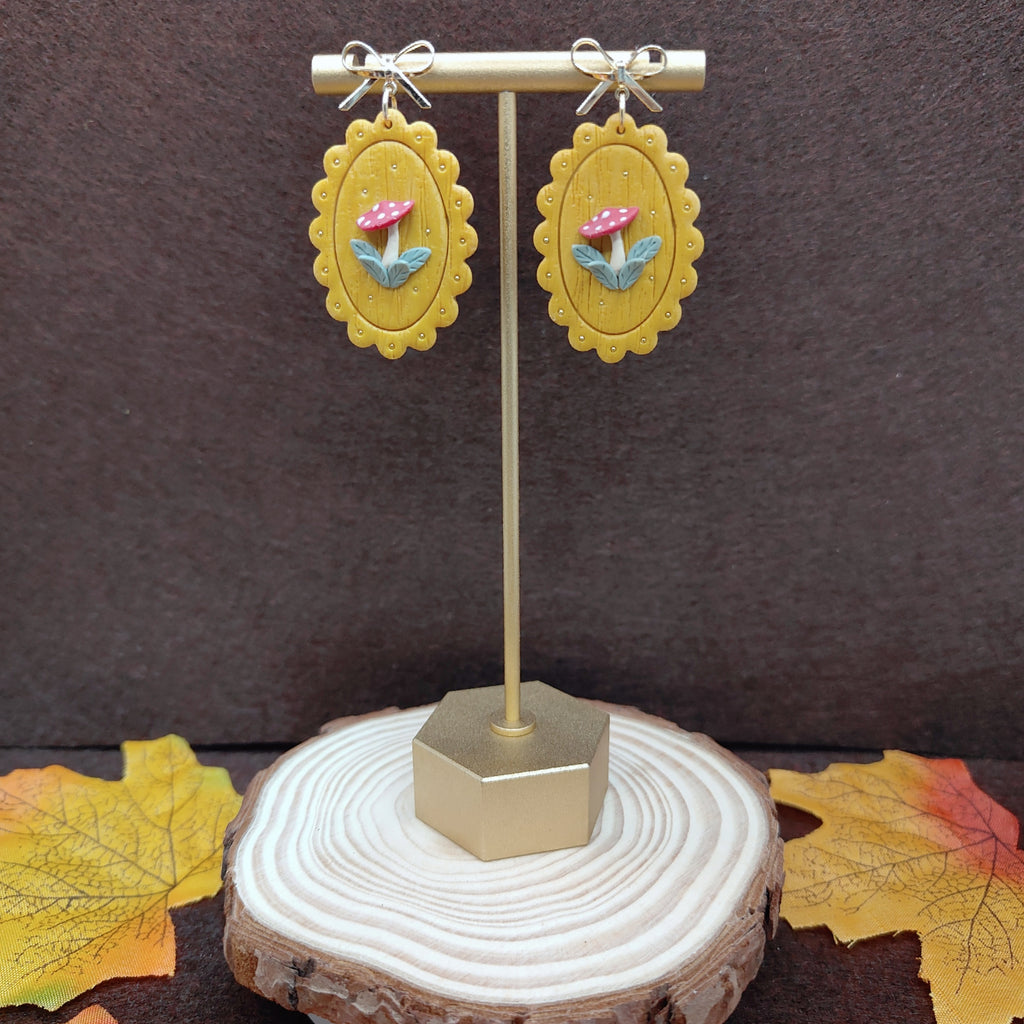 Enchanted Mushroom Cameo Earrings