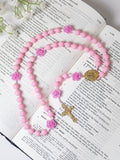 Miraculous Medal Lovely Pink Acrylic & Rose Rosary