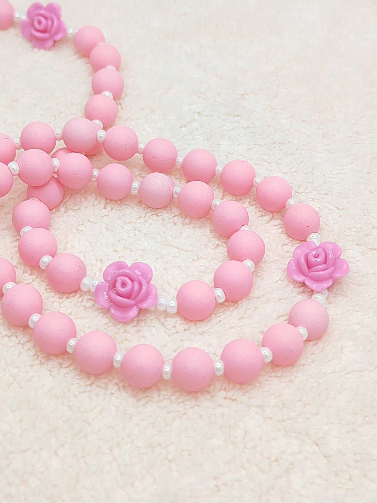 Miraculous Medal Lovely Pink Acrylic & Rose Rosary