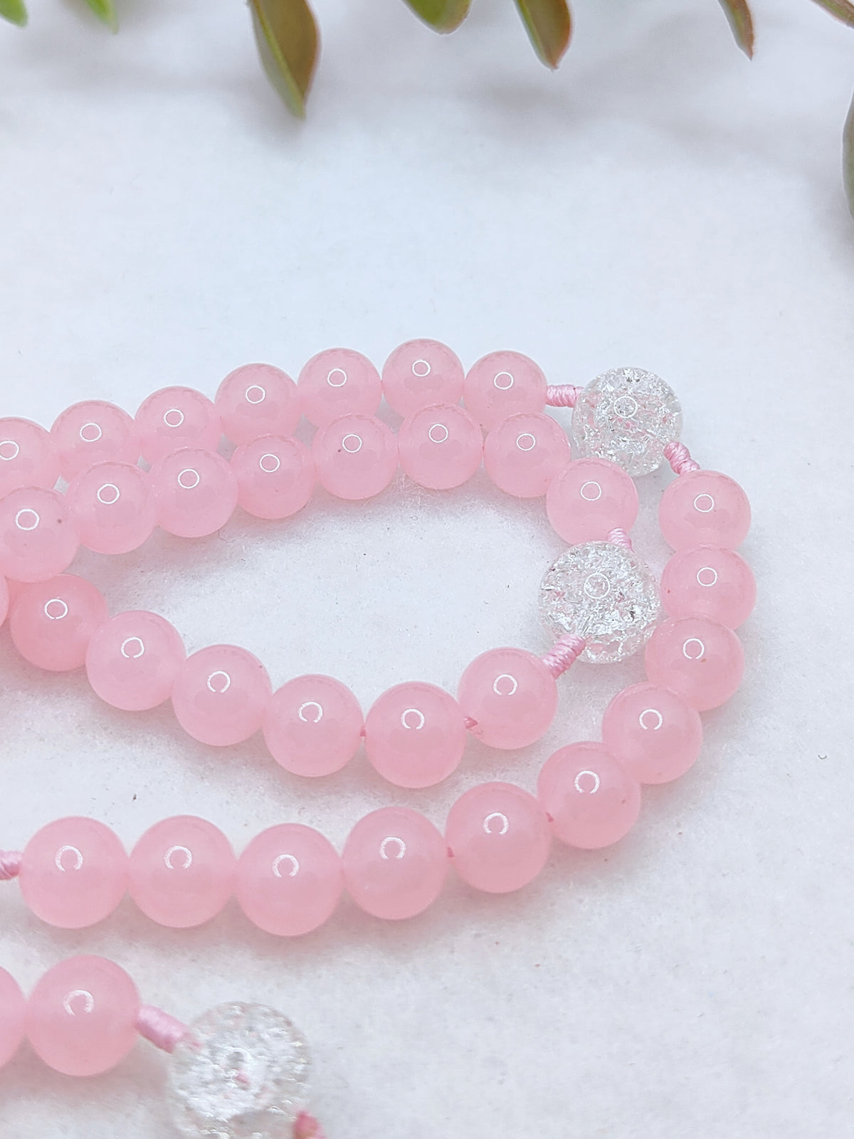 Our Lady of Grace Pink Chalcedony Rosary