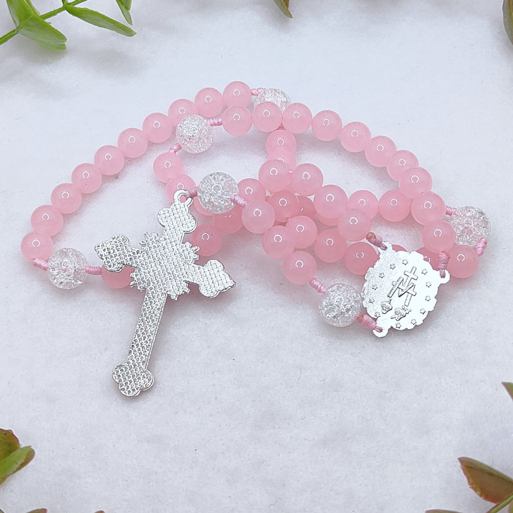 Our Lady of Grace Pink Chalcedony Rosary
