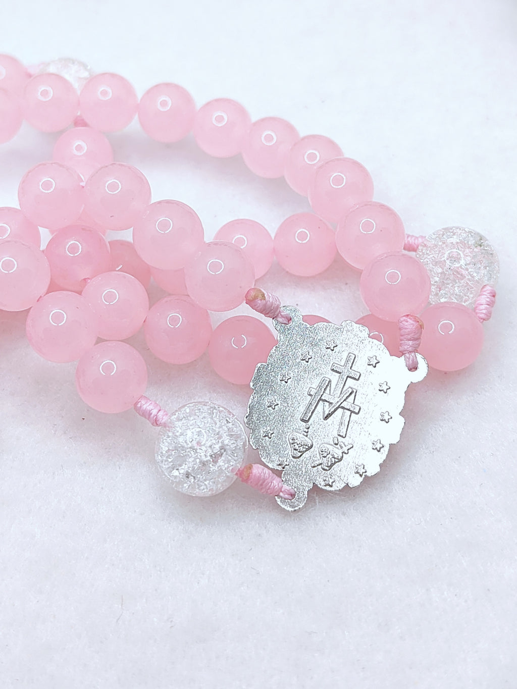 Our Lady of Grace Pink Chalcedony Rosary