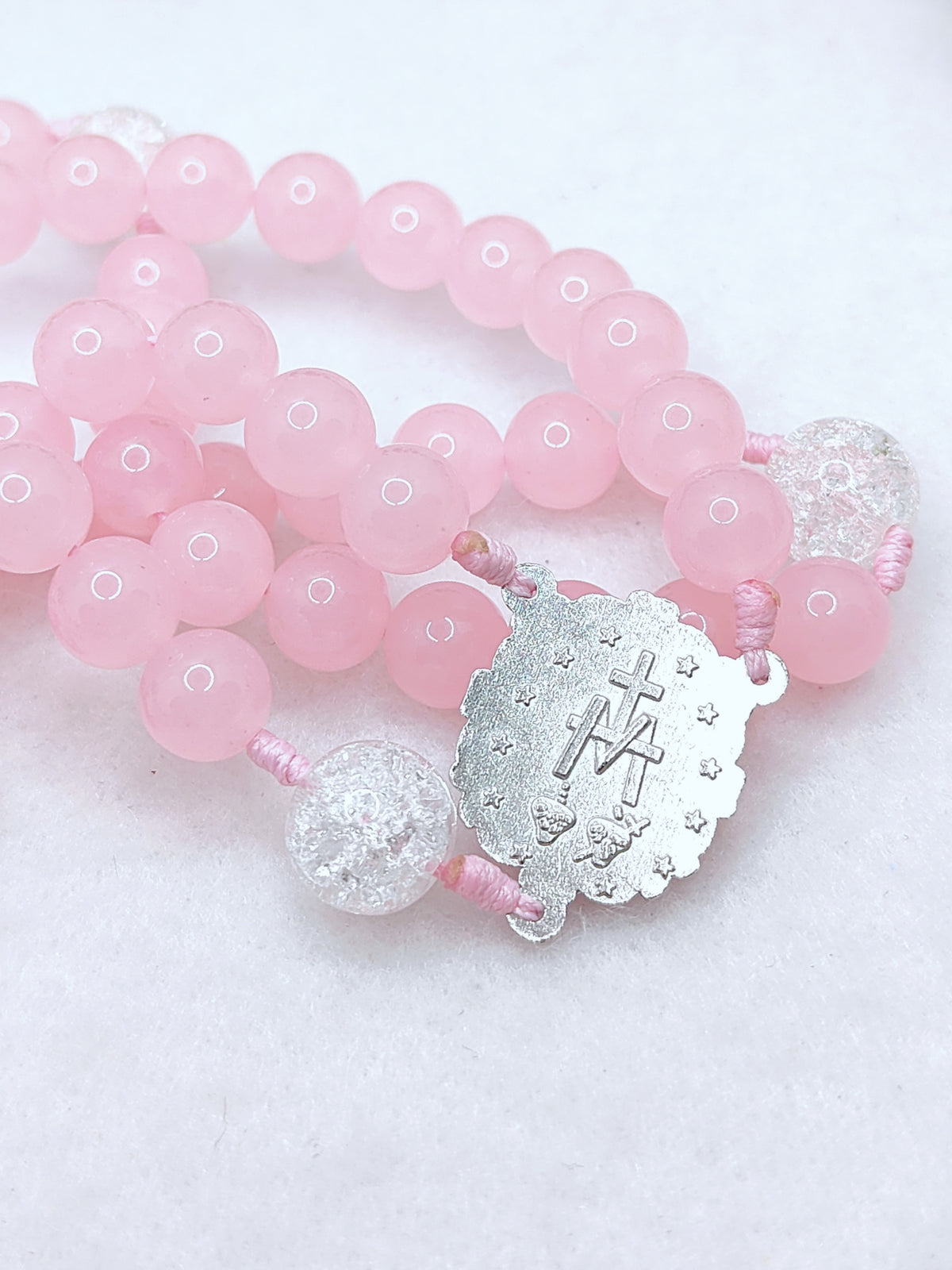 Our Lady of Grace Pink Chalcedony Rosary