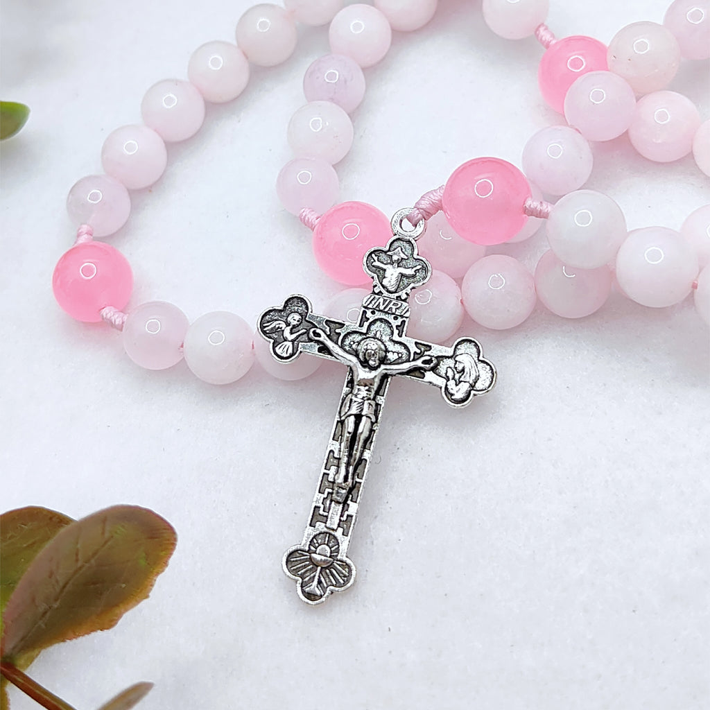 Holy Chalice Devotion Pink Chalcedony Rosary