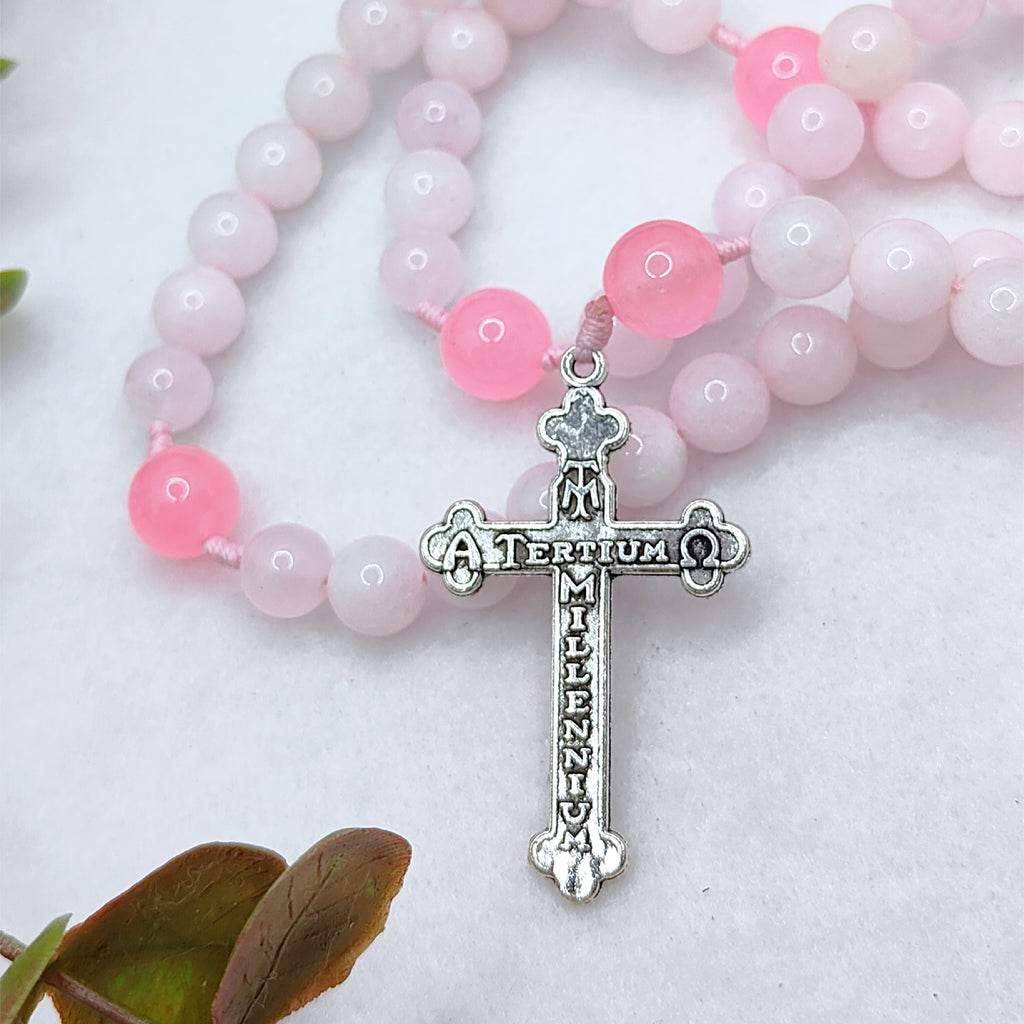 Holy Chalice Devotion Pink Chalcedony Rosary