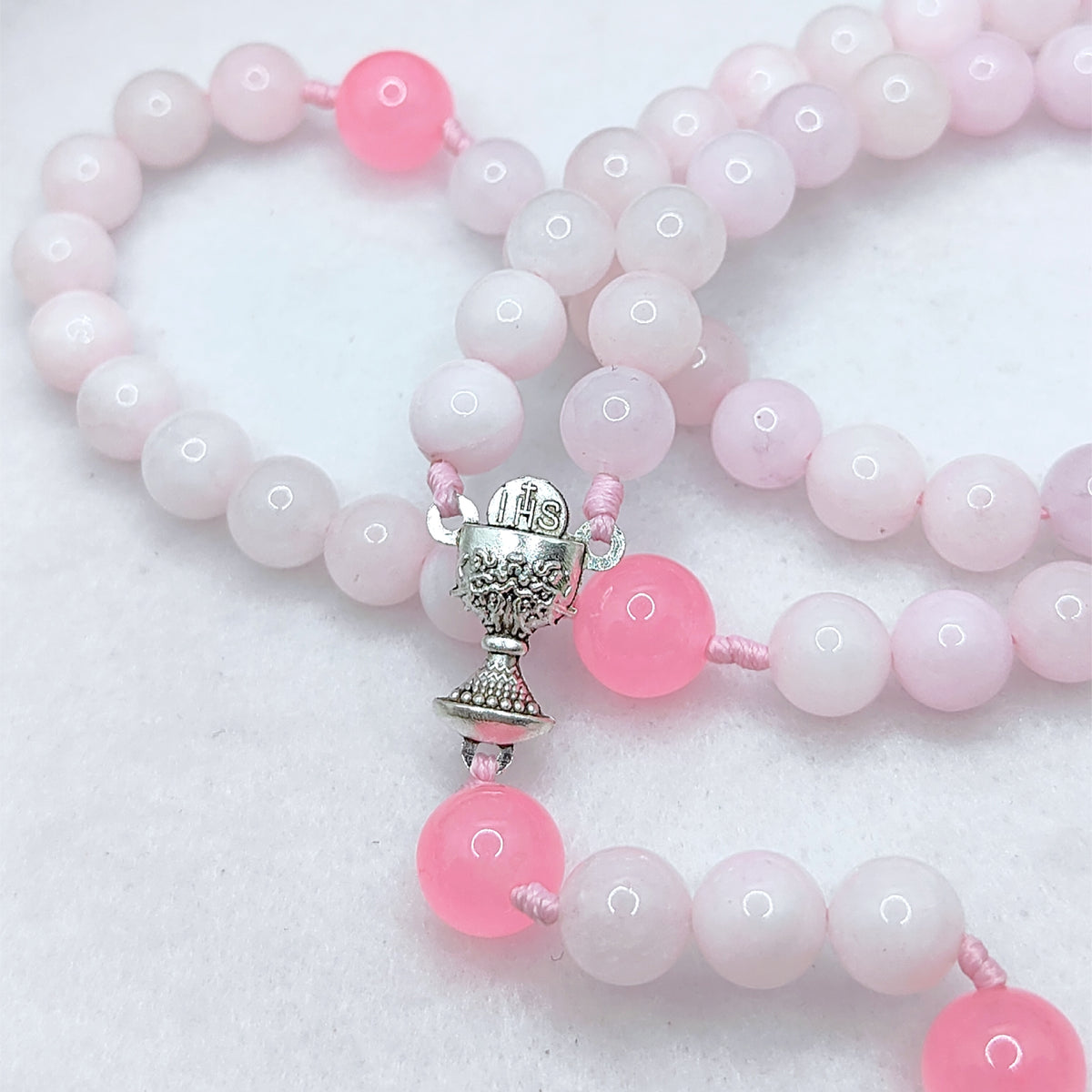 Holy Chalice Devotion Pink Chalcedony Rosary