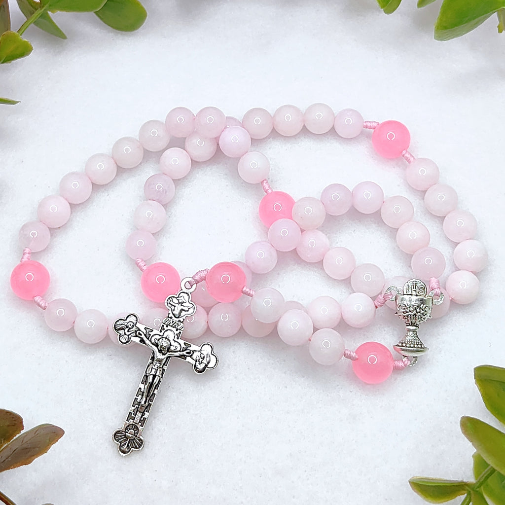 Holy Chalice Devotion Pink Chalcedony Rosary