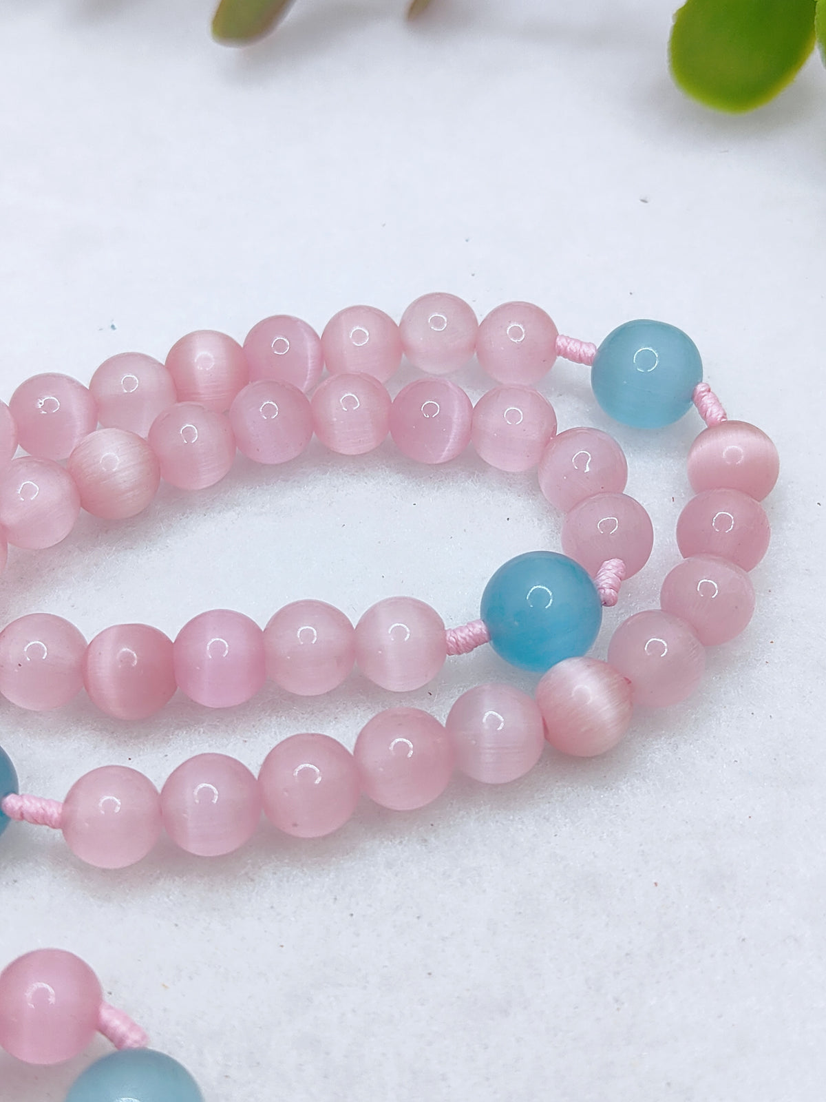 Our Lady of Grace Pink Cat Eye Rosary