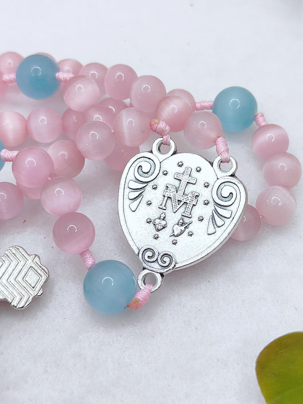 Our Lady of Grace Pink Cat Eye Rosary