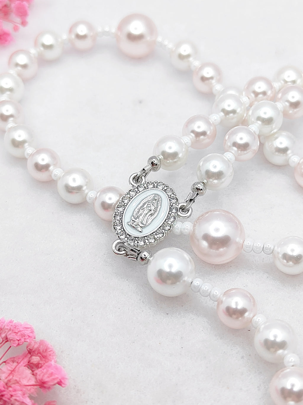 Our Lady of Guadalupe Peace & Love Pearl Rosary