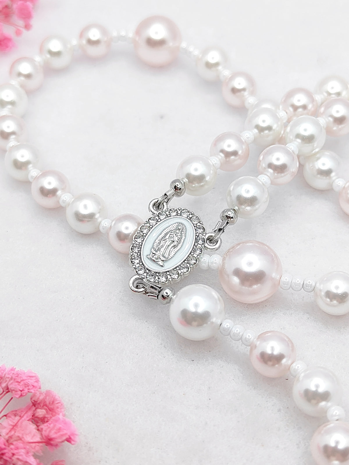 Our Lady of Guadalupe Peace & Love Pearl Rosary