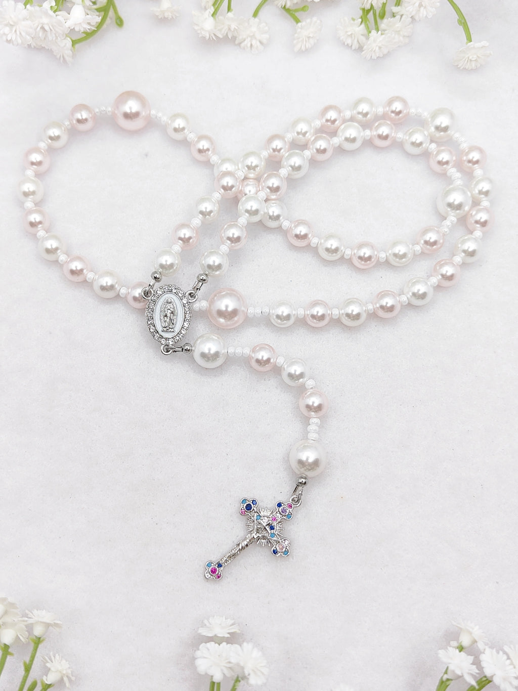 Our Lady of Guadalupe Peace & Love Pearl Rosary
