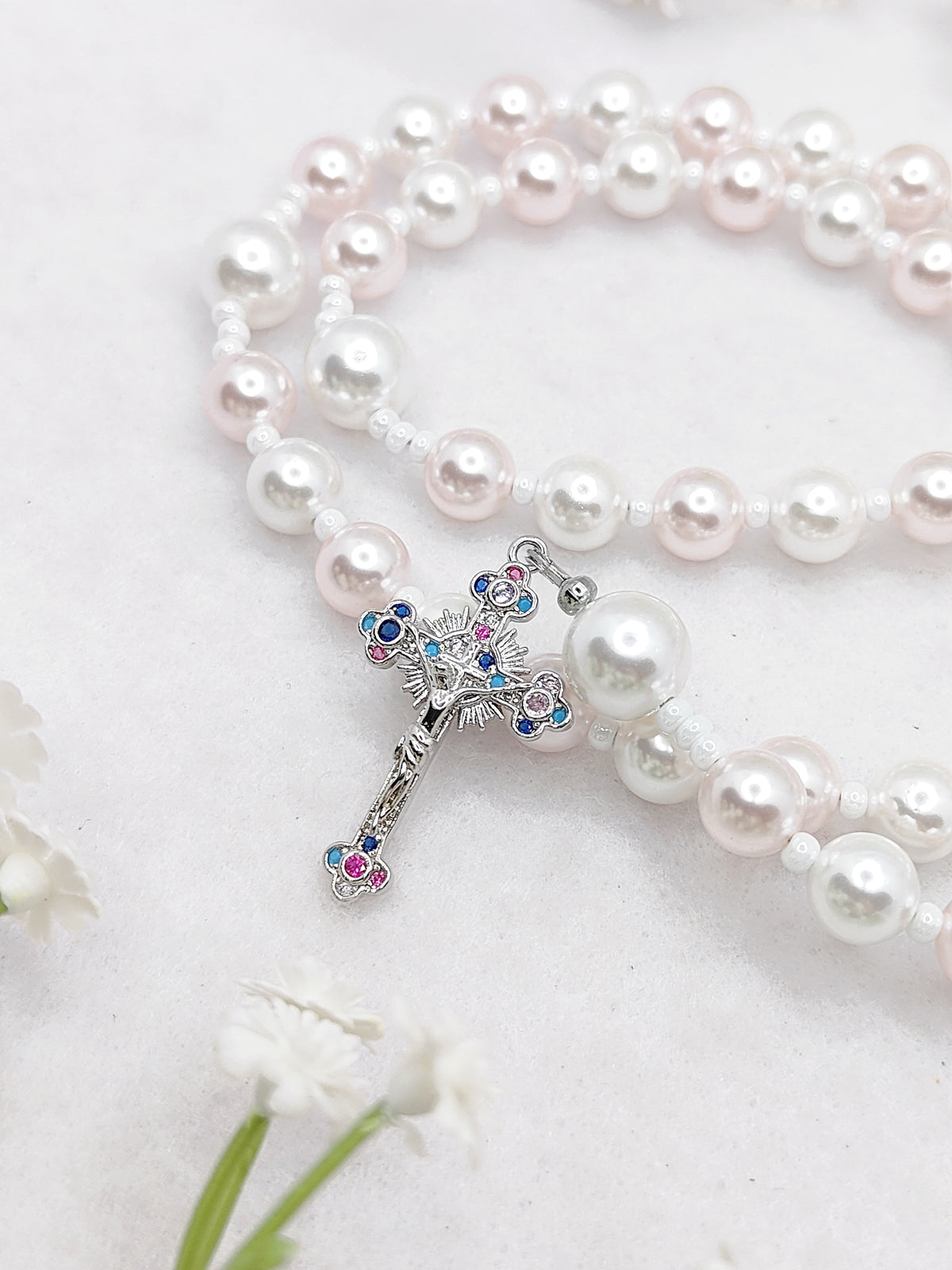 Our Lady of Guadalupe Peace & Love Pearl Rosary