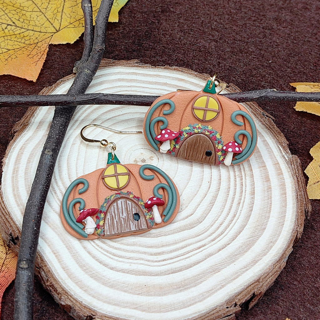 Cozy Pumpkin Cottage Earrings