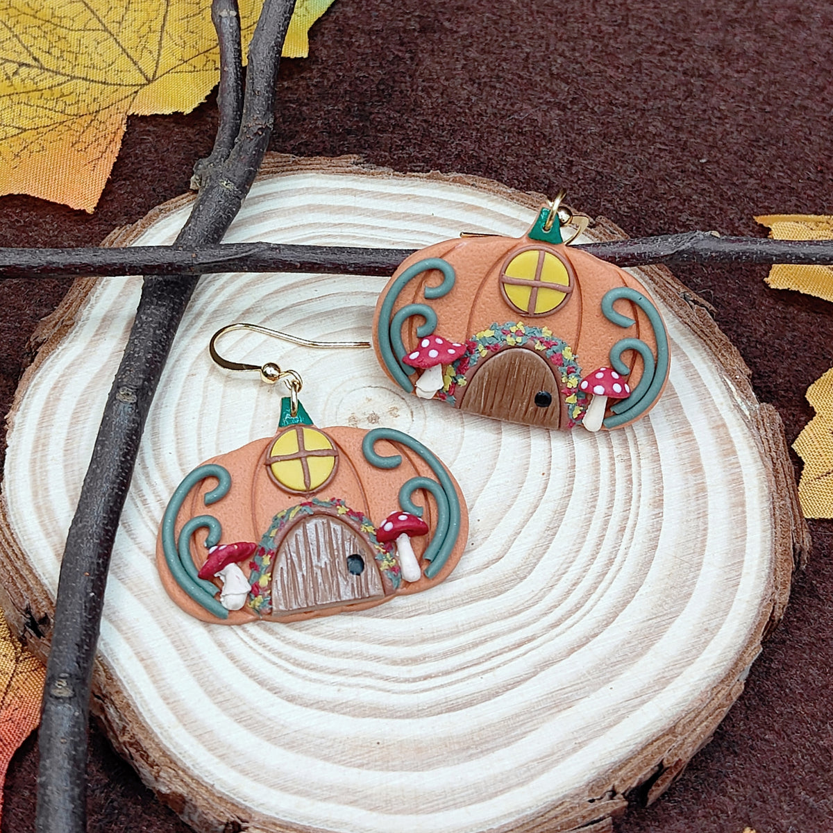 Cozy Pumpkin Cottage Earrings