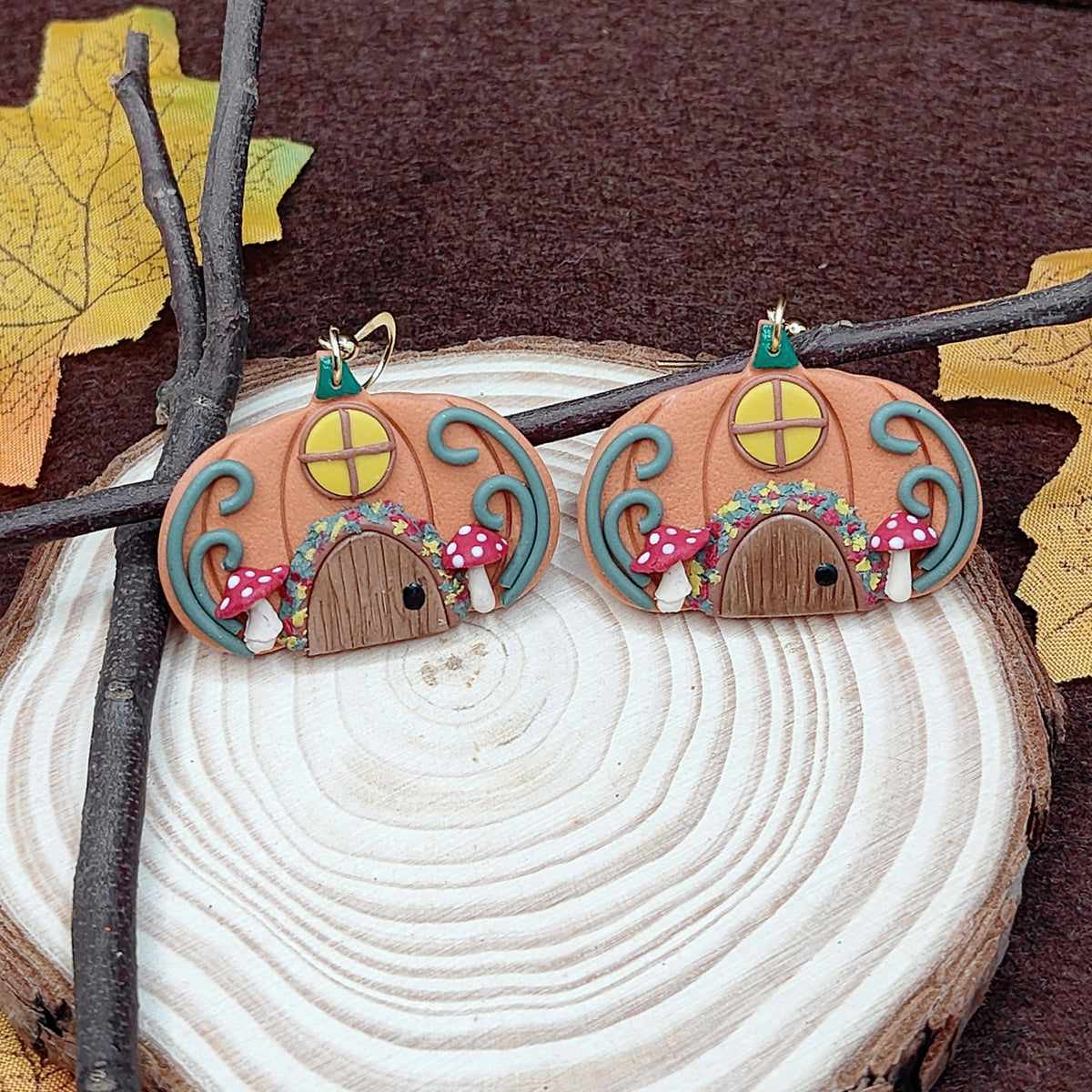 Cozy Pumpkin Cottage Earrings