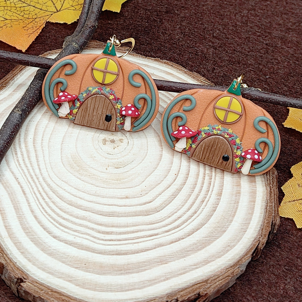 Cozy Pumpkin Cottage Earrings
