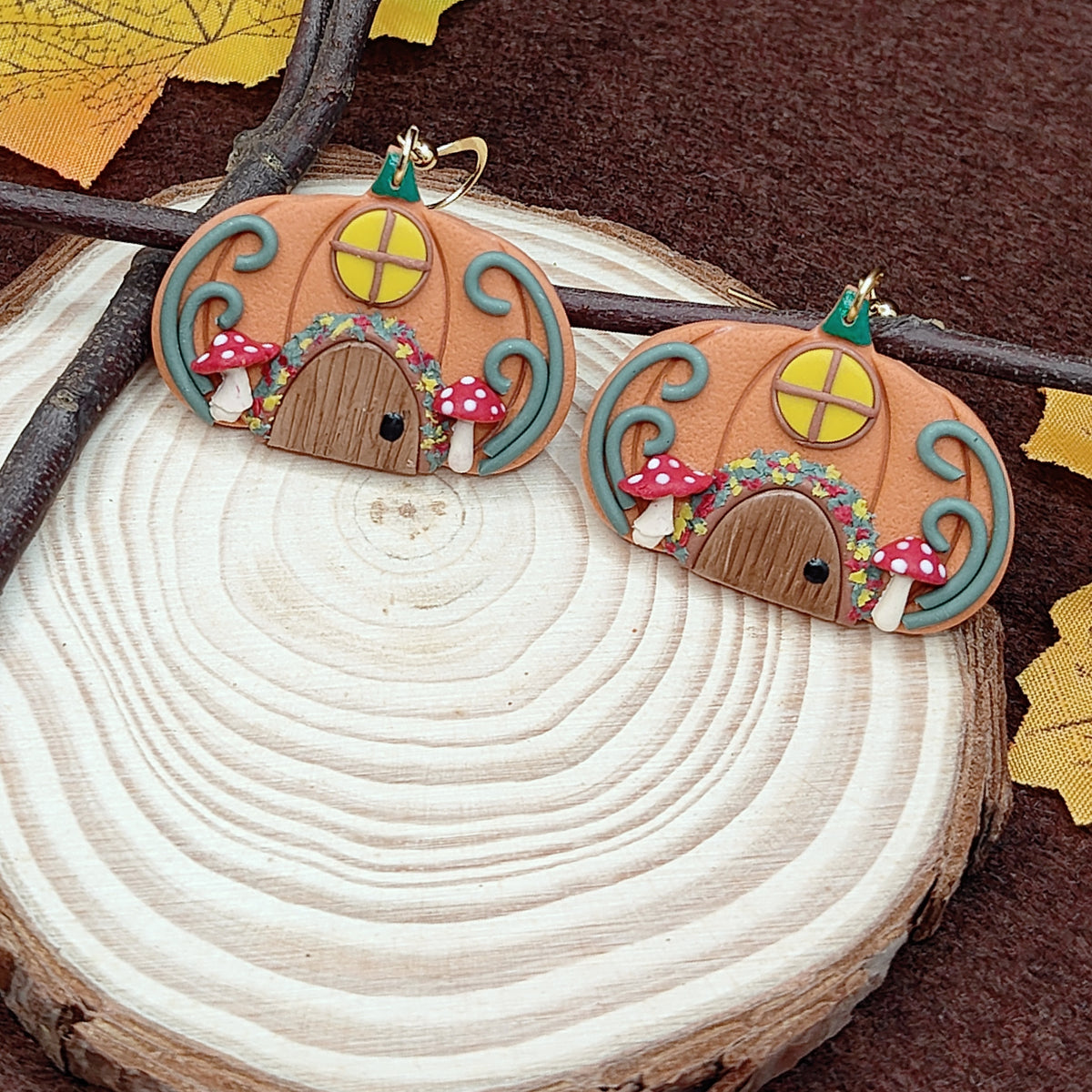Cozy Pumpkin Cottage Earrings