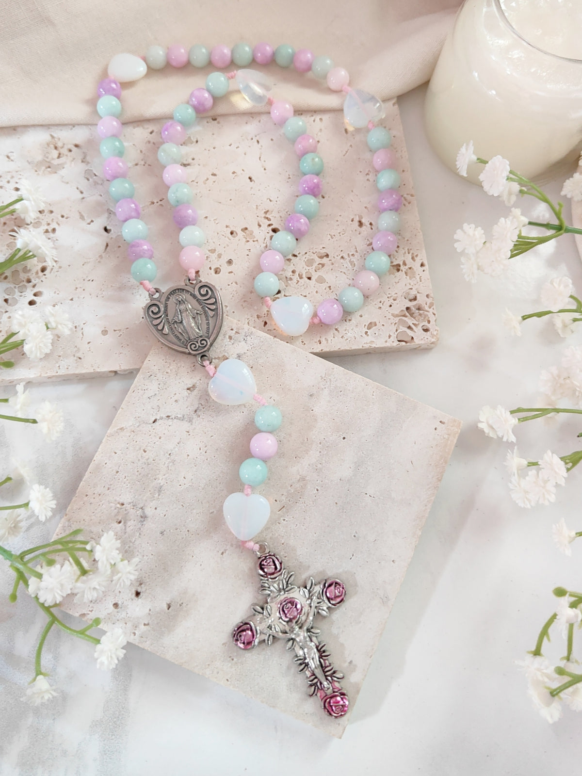 Beauty of Faith Opal Amazonite & Agate Rosary