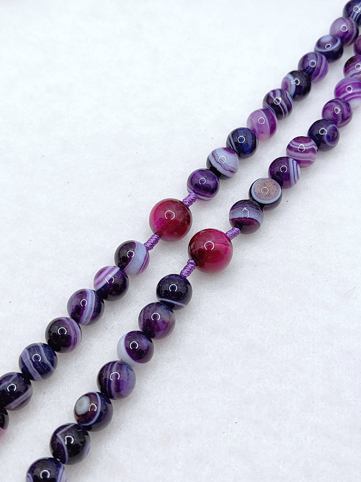 Sacred Heart Of Jesus Purple Agate & Tiger Eye Rosary
