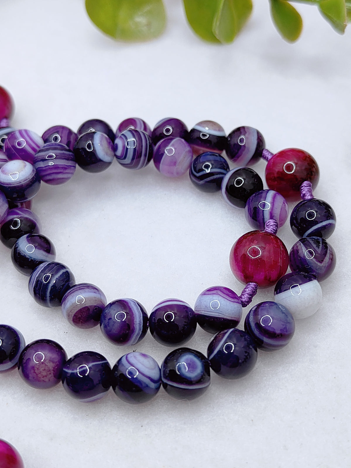 Sacred Heart Of Jesus Purple Agate & Tiger Eye Rosary
