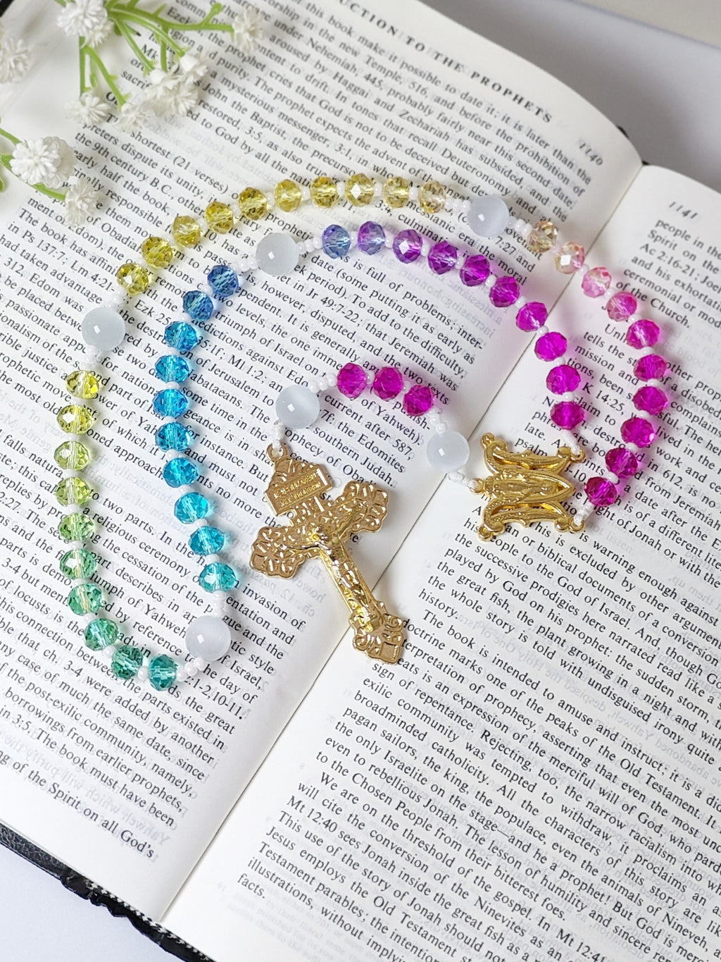 Miraculous Medal Rainbow Crystal Rosary