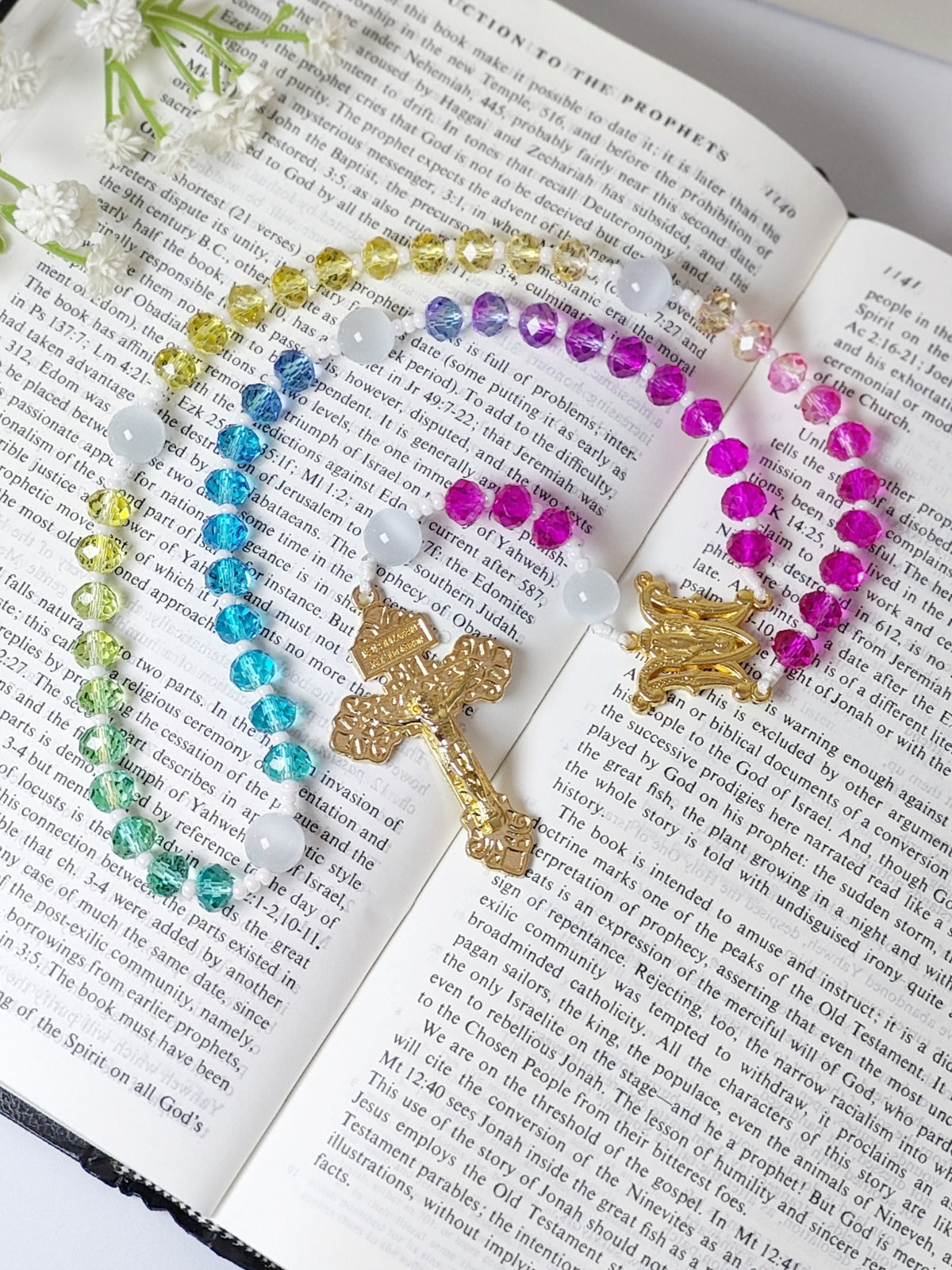 Miraculous Medal Rainbow Crystal Rosary