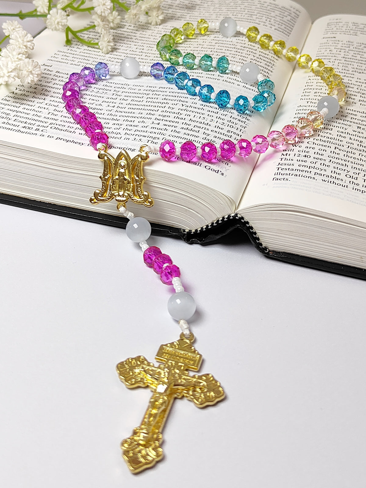 Miraculous Medal Rainbow Crystal Rosary