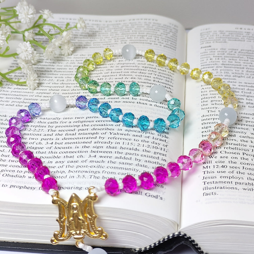 Miraculous Medal Rainbow Crystal Rosary