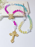 Miraculous Medal Rainbow Crystal Rosary