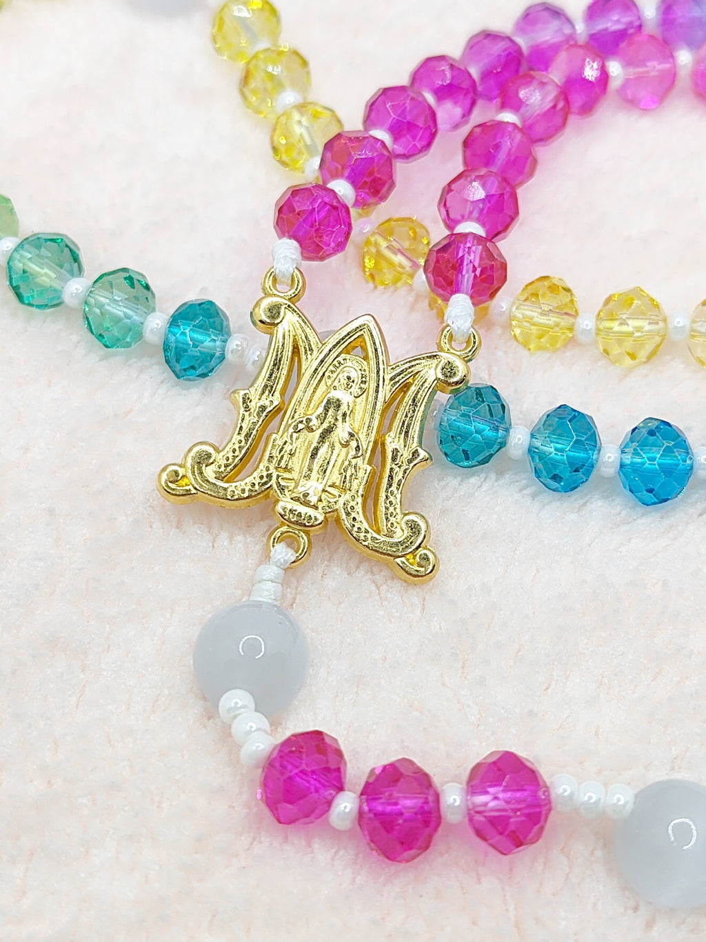 Miraculous Medal Rainbow Crystal Rosary