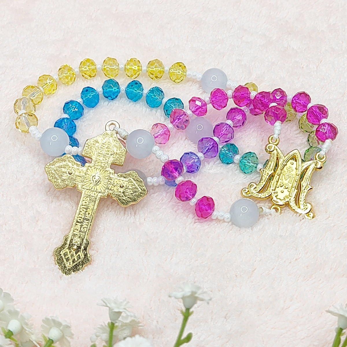 Miraculous Medal Rainbow Crystal Rosary