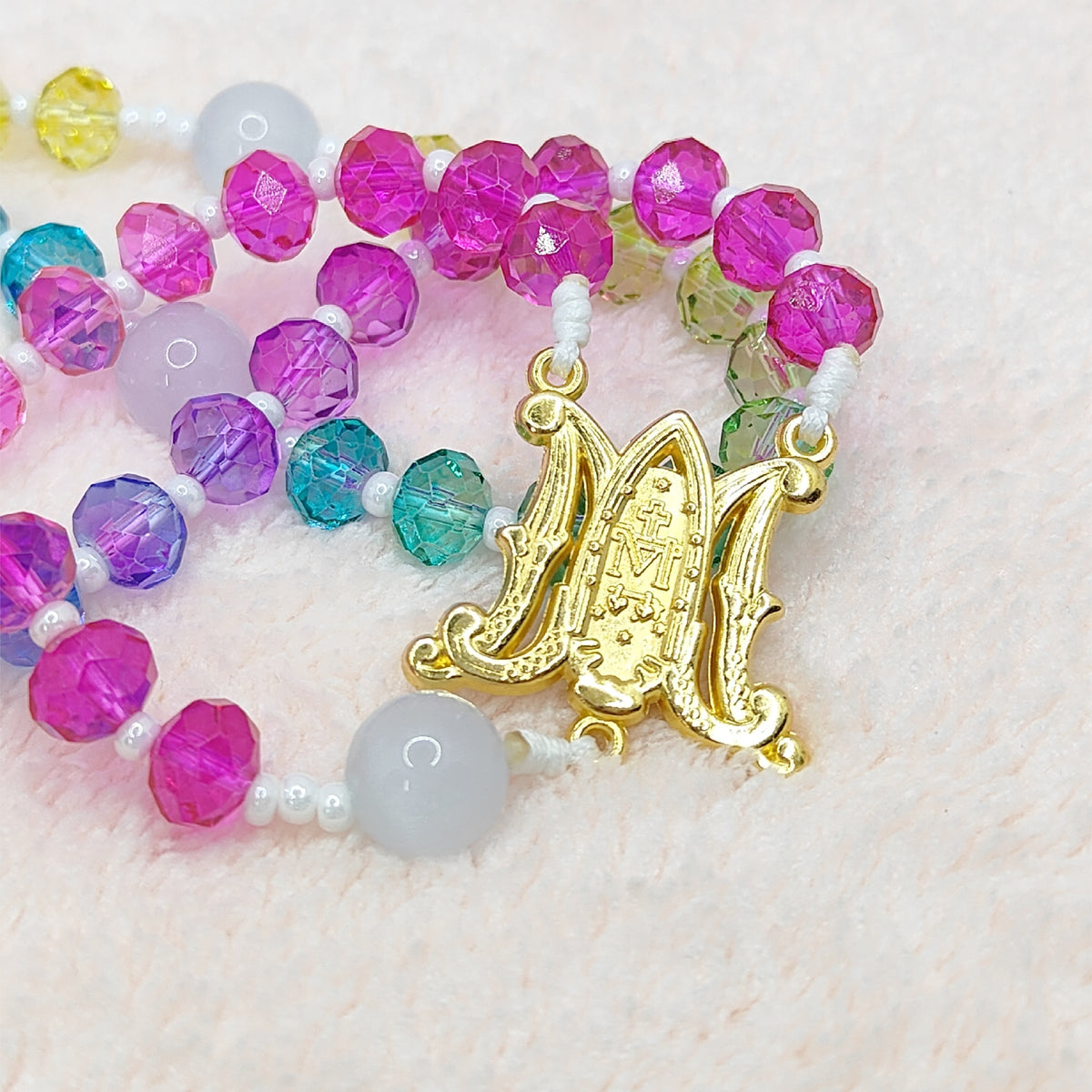 Miraculous Medal Rainbow Crystal Rosary