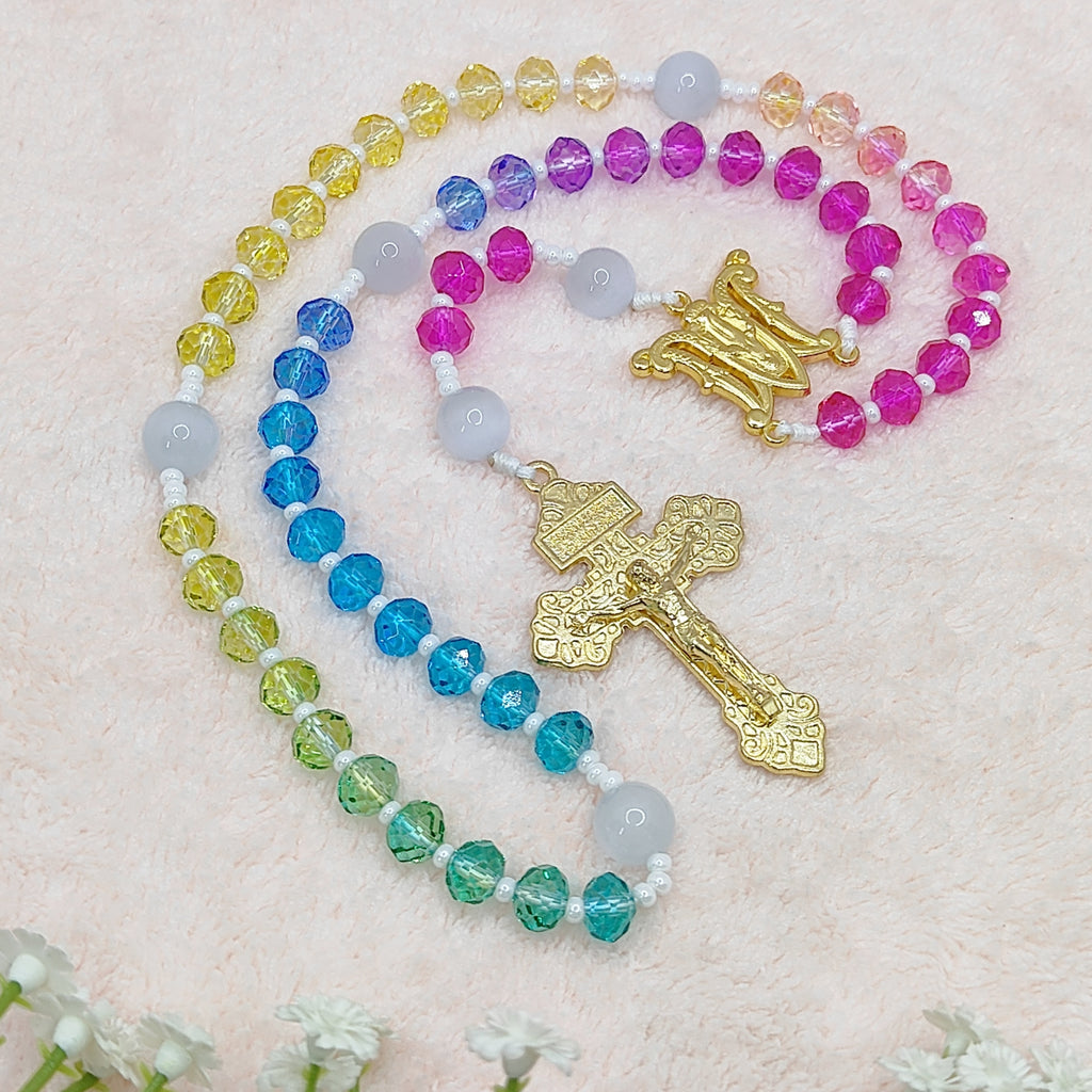 Miraculous Medal Rainbow Crystal Rosary