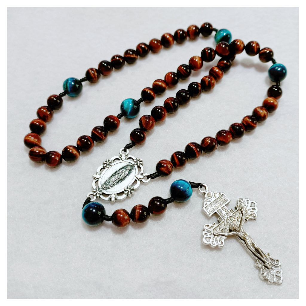 Our Lady of Guadalupe Sacred Strength Tiger Eye Rosary