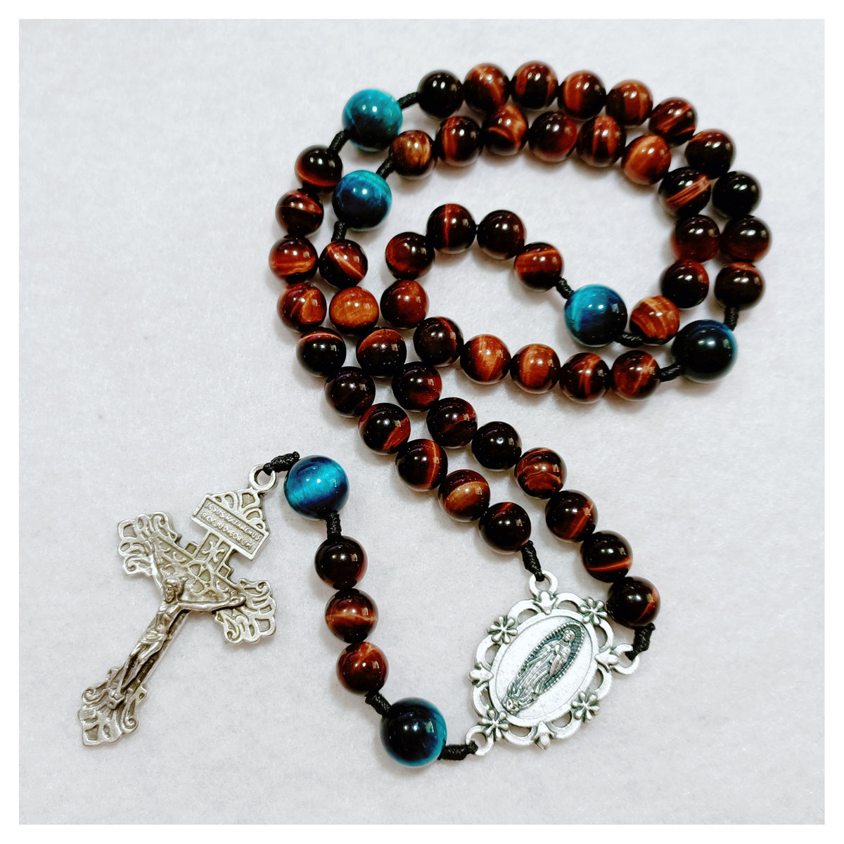 Our Lady of Guadalupe Sacred Strength Tiger Eye Rosary