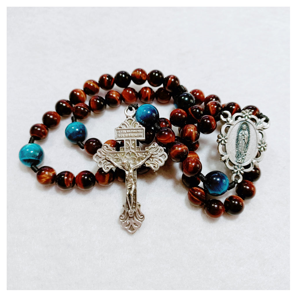 Our Lady of Guadalupe Sacred Strength Tiger Eye Rosary