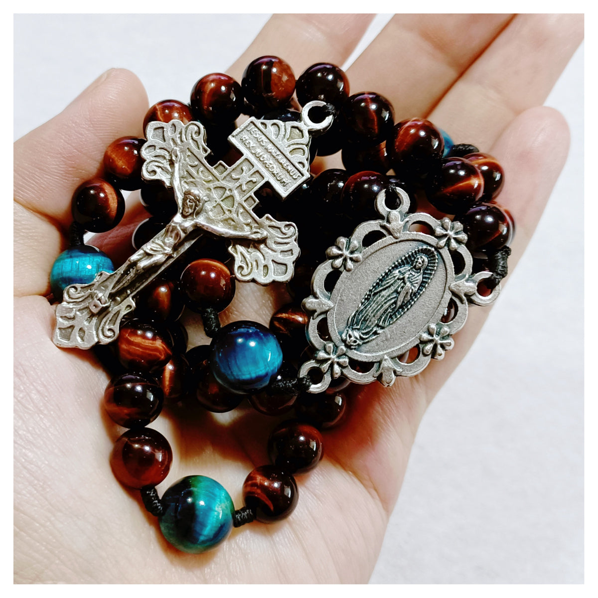 Our Lady of Guadalupe Sacred Strength Tiger Eye Rosary