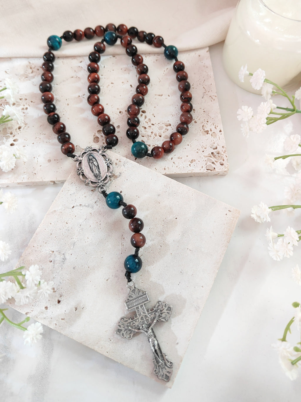 Our Lady of Guadalupe Sacred Strength Tiger Eye Rosary