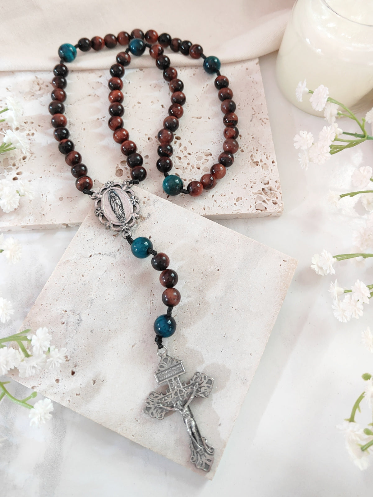 Our Lady of Guadalupe Sacred Strength Tiger Eye Rosary