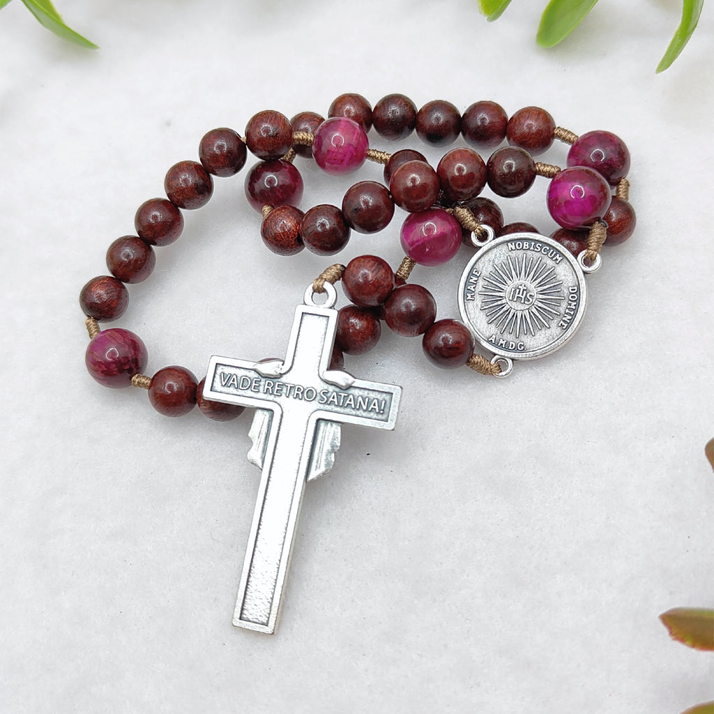 Holy Face of Jesus Chaplet Rosewood & Tiger Eye Rosary