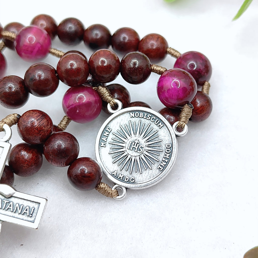 Holy Face of Jesus Chaplet Rosewood & Tiger Eye Rosary