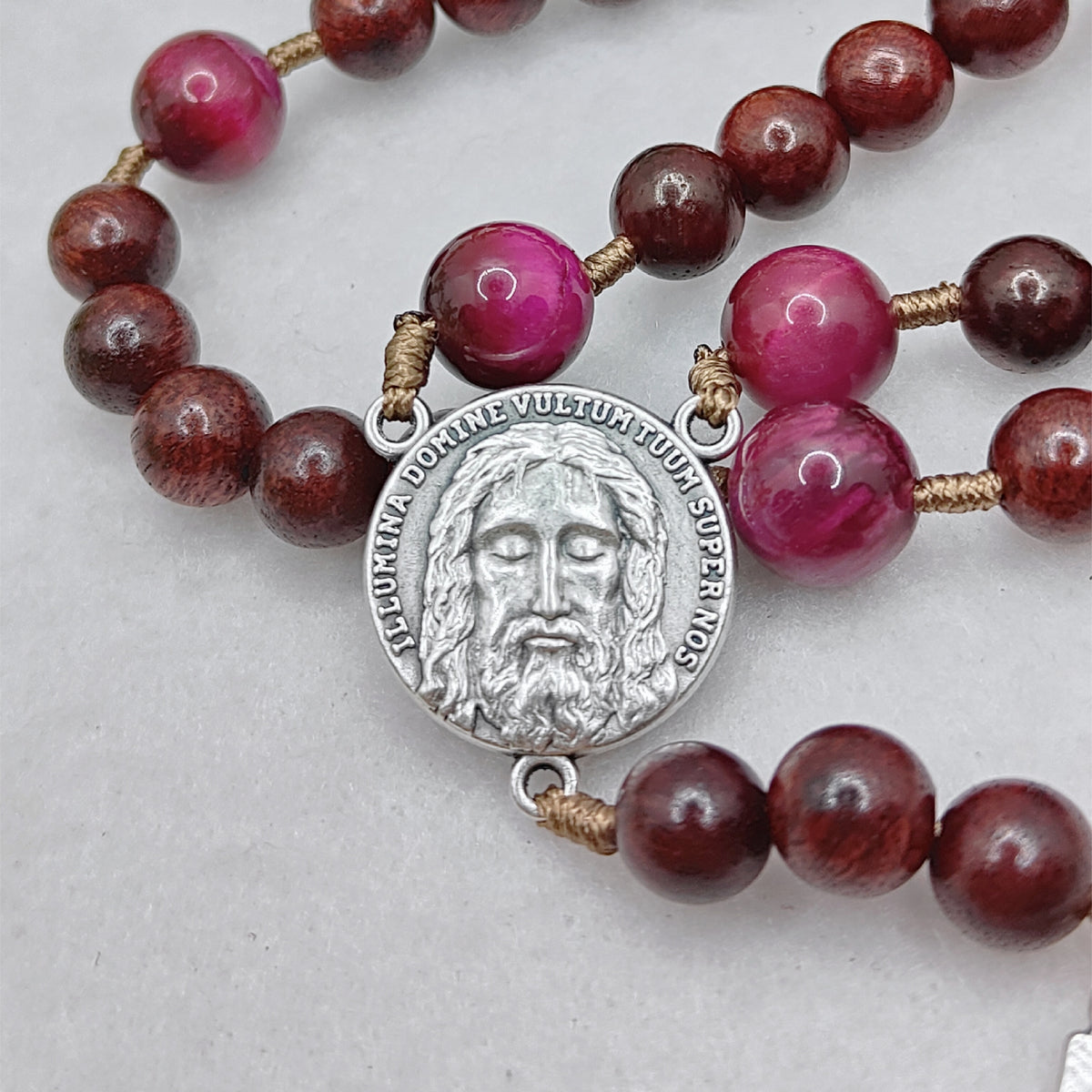 Holy Face of Jesus Chaplet Rosewood & Tiger Eye Rosary