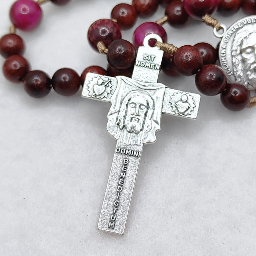 Holy Face of Jesus Chaplet Rosewood & Tiger Eye Rosary