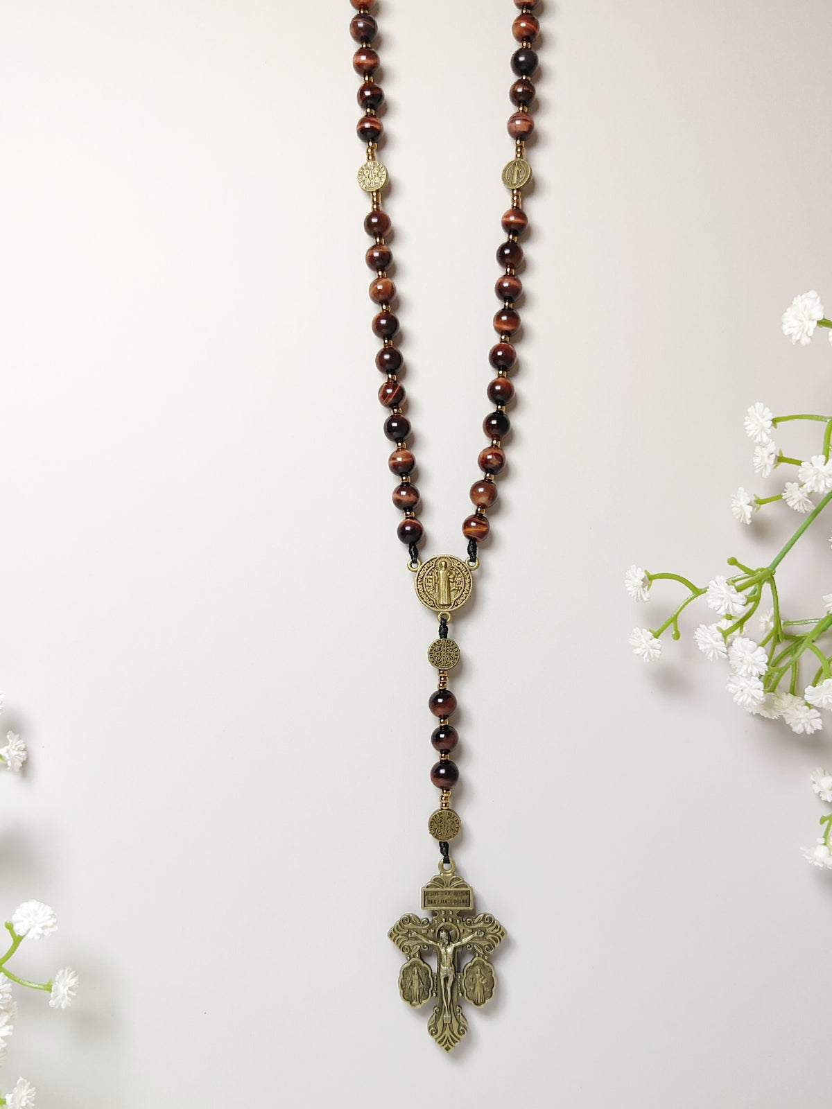 St. Benedict Tiger Eye Protection Rosary
