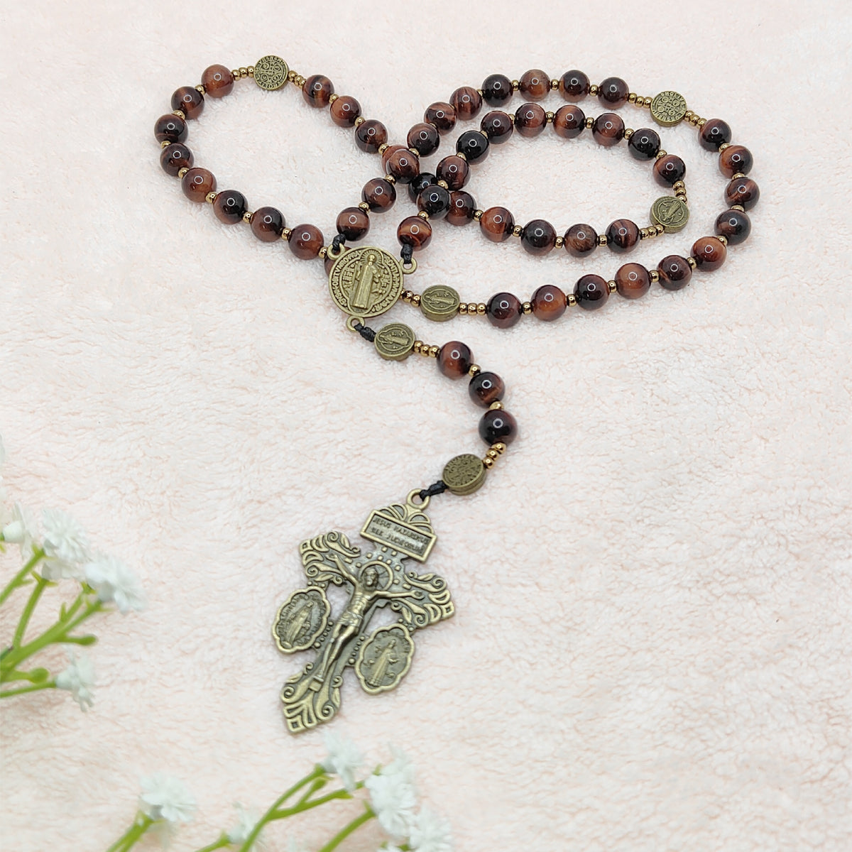 St. Benedict Tiger Eye Protection Rosary