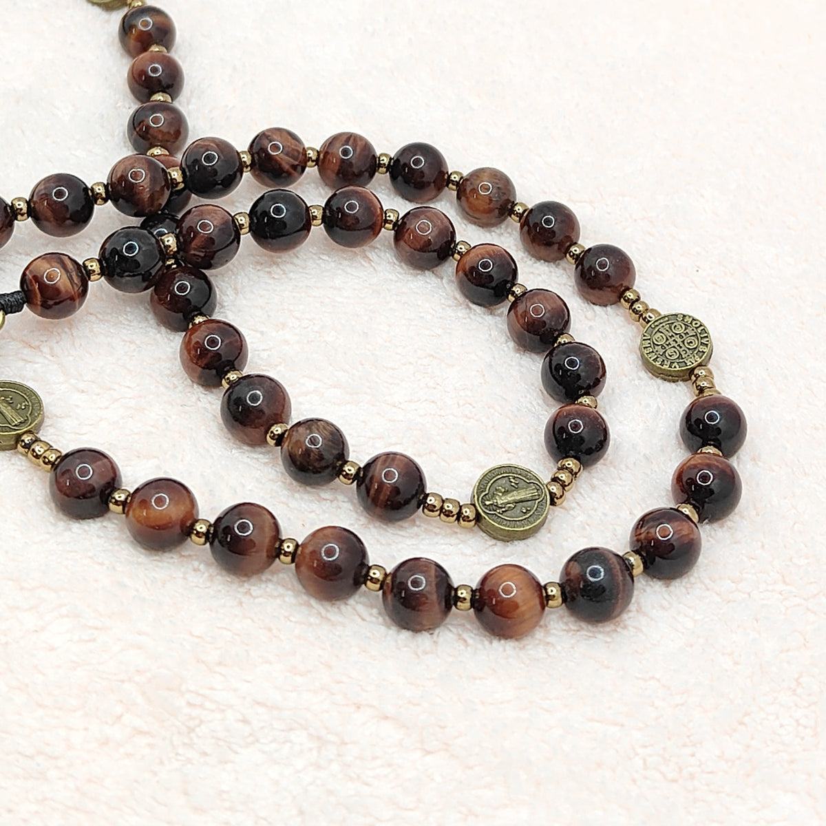 St. Benedict Tiger Eye Protection Rosary