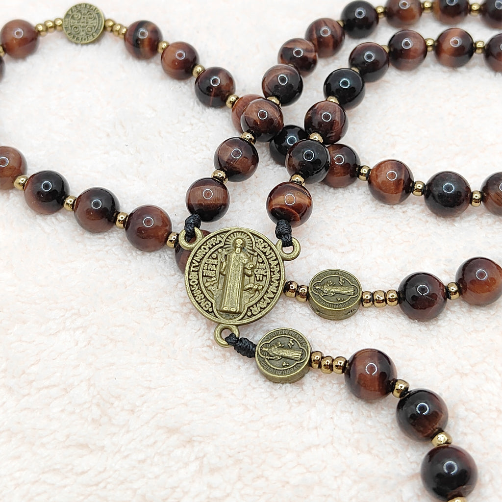 St. Benedict Tiger Eye Protection Rosary