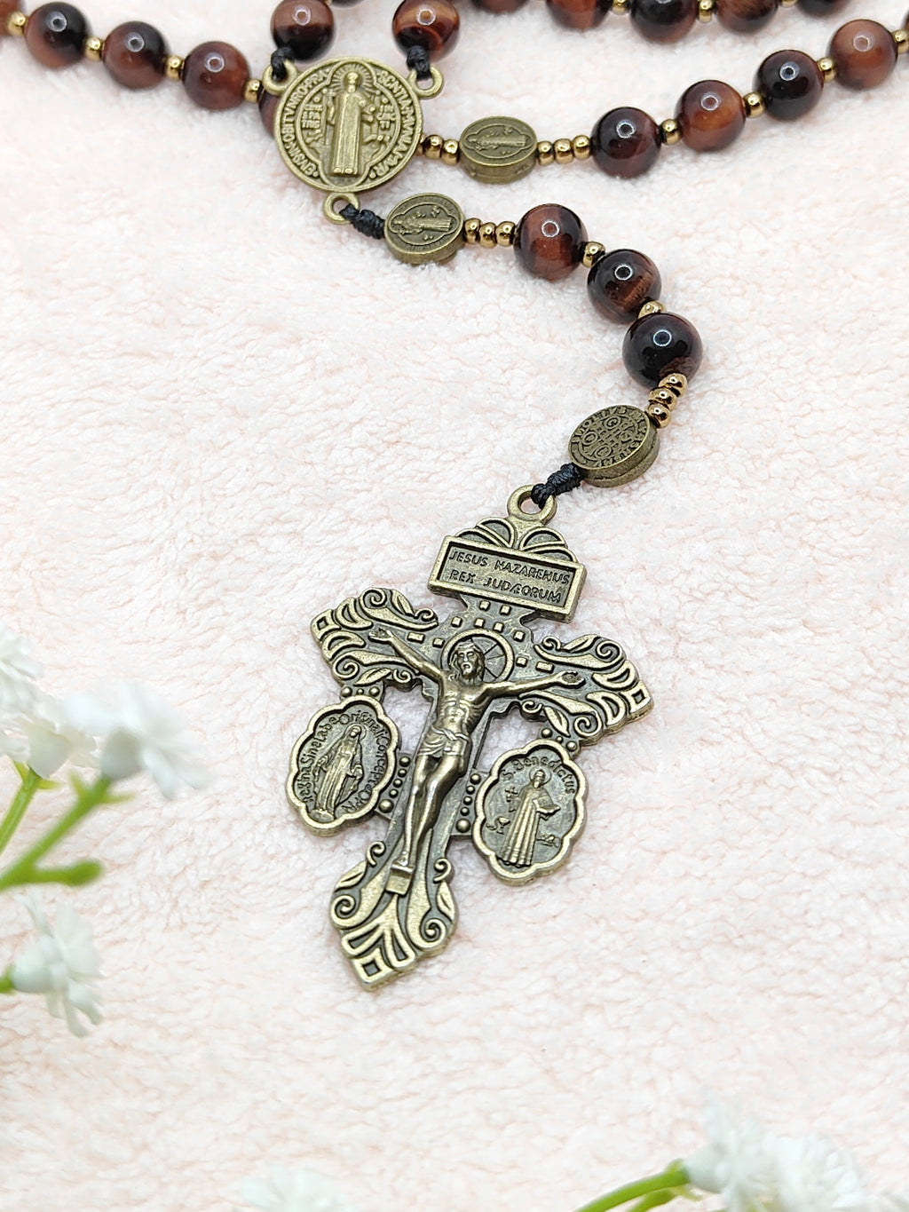 St. Benedict Tiger Eye Protection Rosary